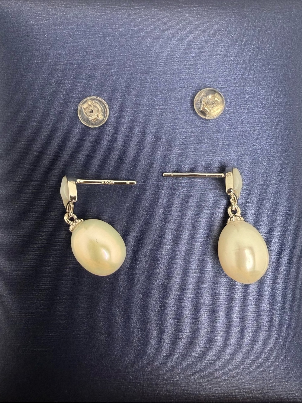 925 Sterling Silver Pearl Drop Earrings - White Pearl - Picture 7 of 15
